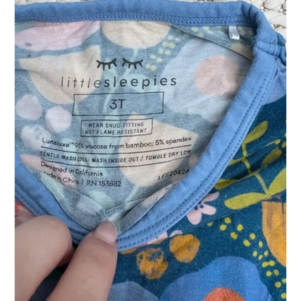Toddler Girls Little Sleepies Folk Floral Bamboo Pajama Set Size 3T
